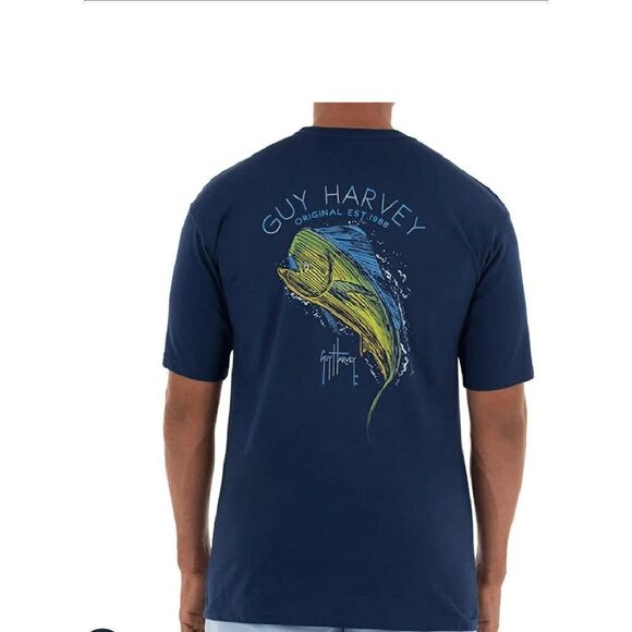 NWT Size Small Guy Harvey Scribble Mahi T-Shirt - Picture 2 of 5
